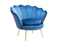 Poltrona - velluto-metallo - 98x90x90 cm - blu reale-oro - conchiglia