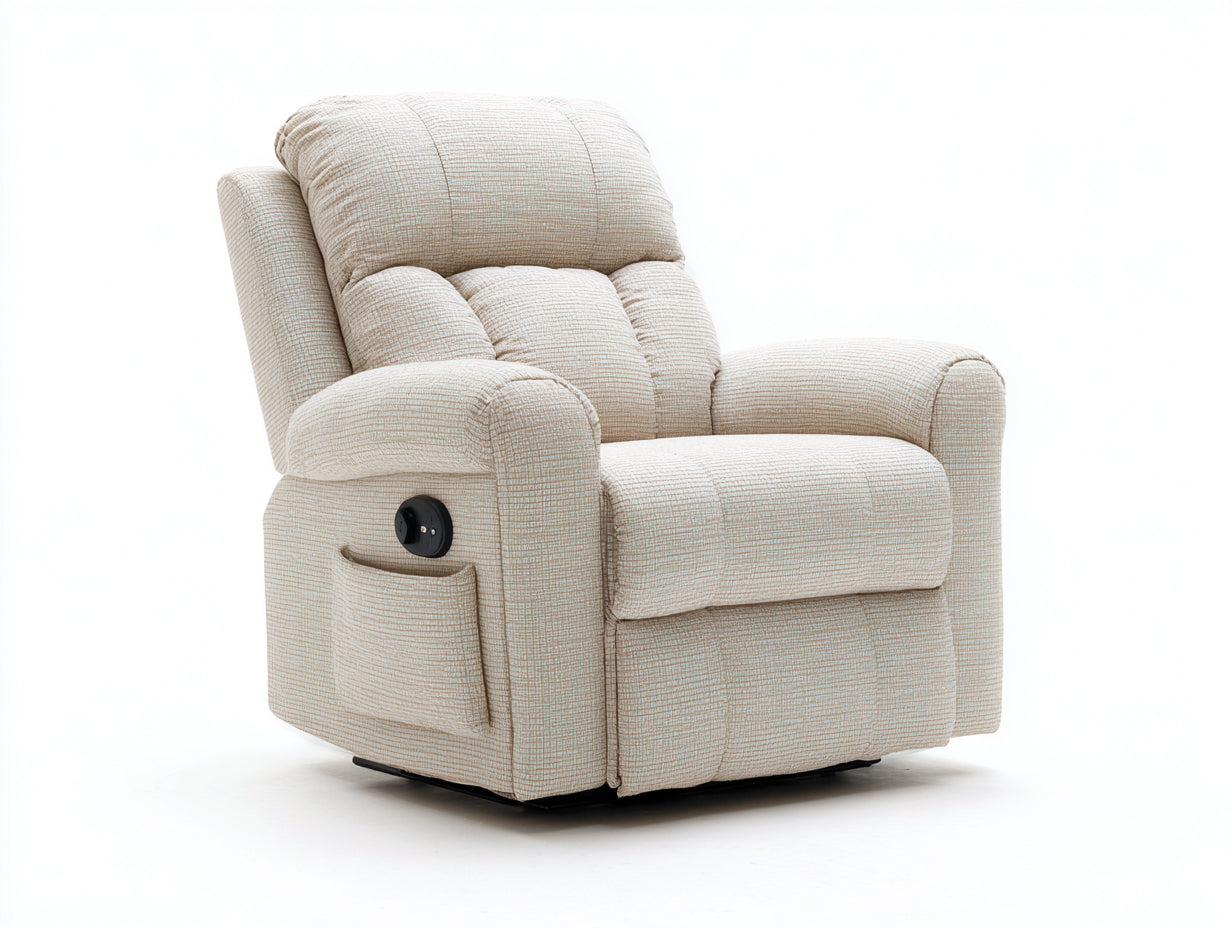 Poltrona reclinabile in tessuto crema 95x92x103 cm per soggiorno - funzione relax manuale - design moderno