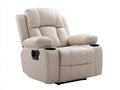 Poltrona reclinabile in cuir synthétique crema 97x93x106 cm per soggiorno - funzione relax elettrica - design contemporaneo