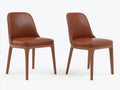 Sedia da pranzo - similpelle-legno - 49x56x83 cm - marrone cuoio-noce naturale - contemporaneo