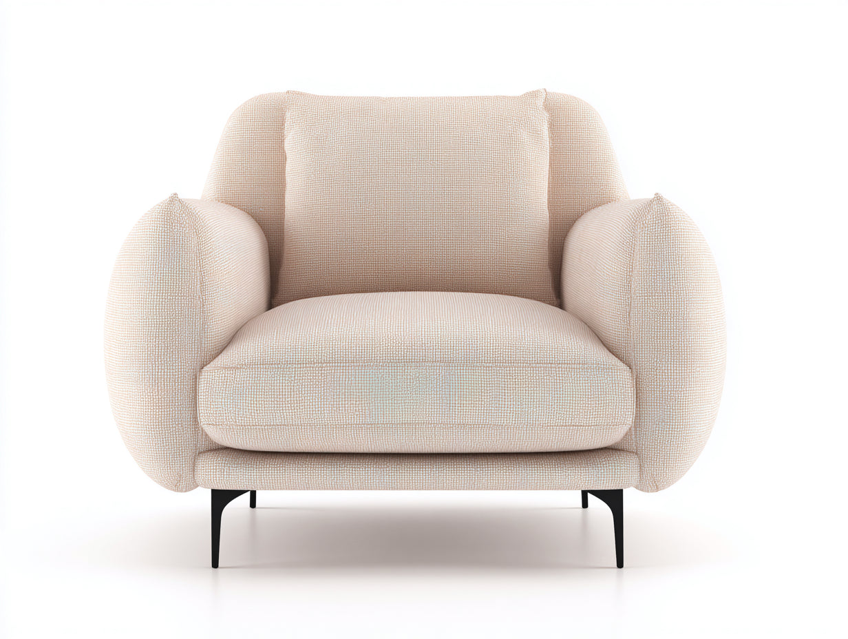 Poltrona - tessuto testurizzato-metallo - 110x92x80 cm - crema-nero - moderno