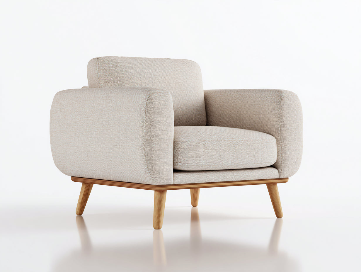 Poltrona - tessuto-legno - 118x92x82 cm - beige - nordico