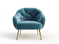 Poltrona - velluto-metallo - 94x86x82 cm - blu petrolio-oro - glamour