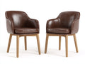 Sedia da pranzo - similpelle-legno - 61x57x80 cm - marrone tabacco-rovere naturale - classico