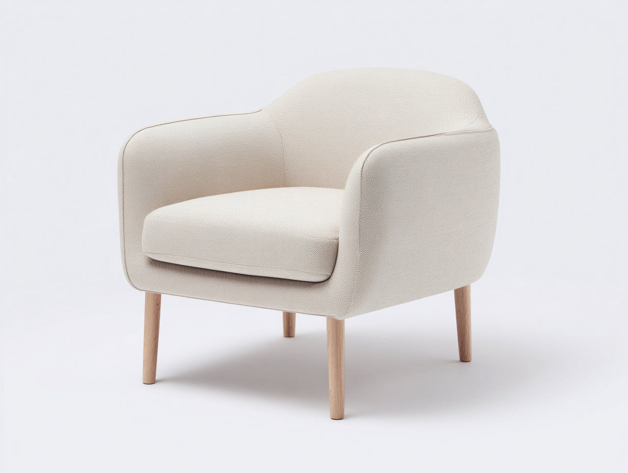 Poltrona - tessuto-legno - 80x76x76 cm - crema - scandinavo