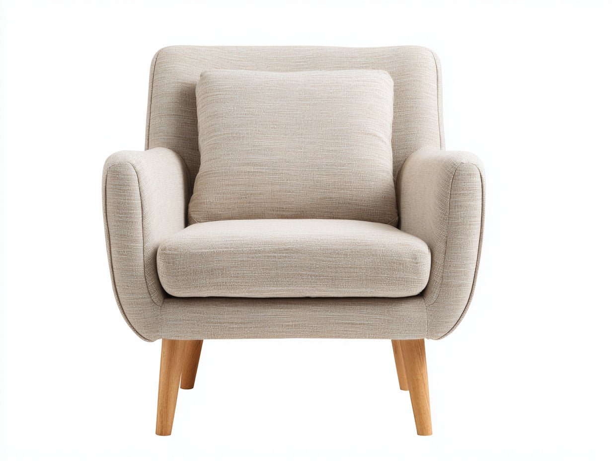 Poltrona - tessuto-legno - 92x86x84 cm - beige - nordico