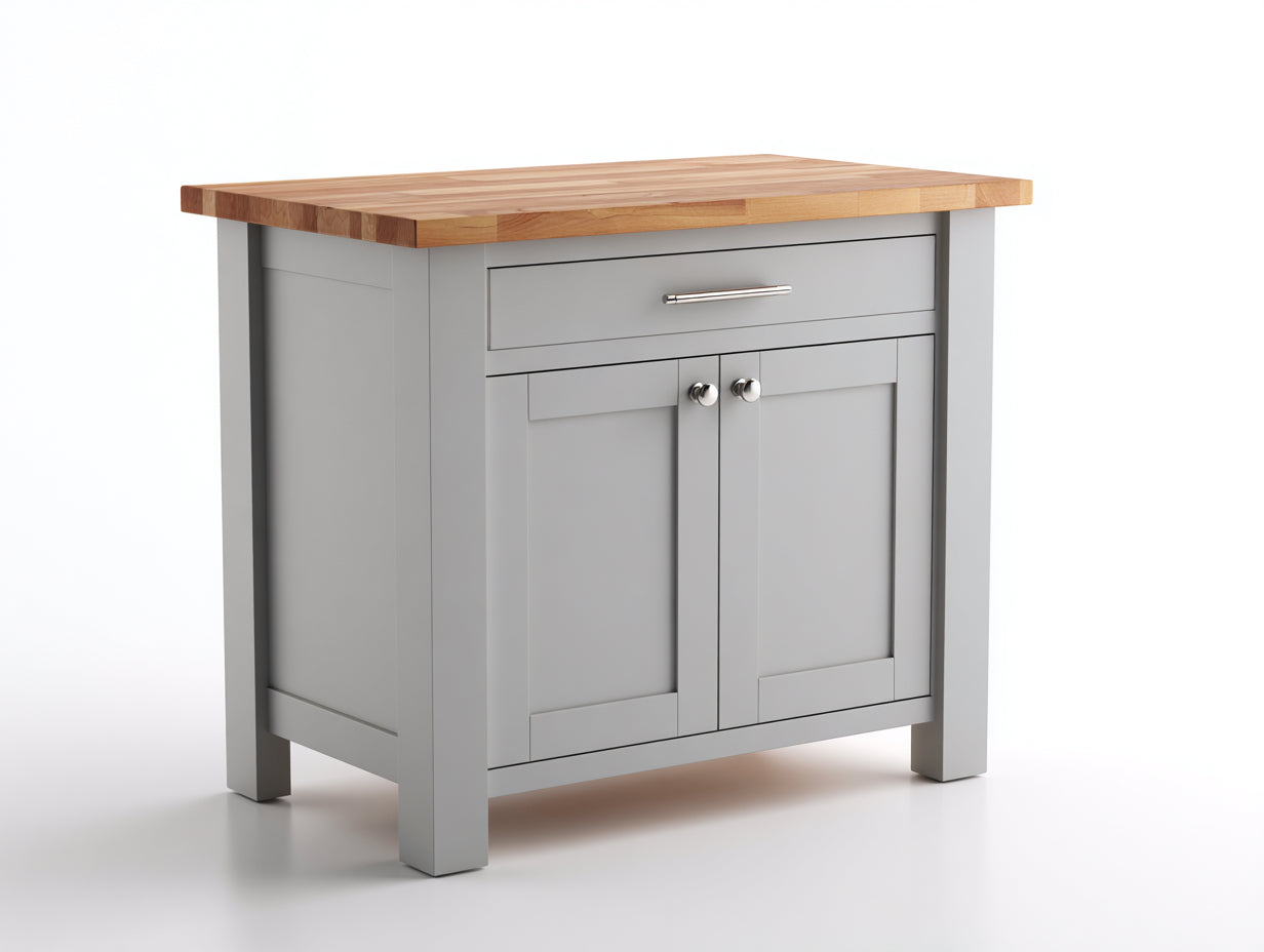 Credenza-Legno-MDF-Metallo-116x48x86 cm-Grigio-Naturale-Stile contemporaneo
