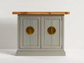 Credenza-Legno-MDF-Metallo-136x44x84 cm-Grigio verde-Naturale-Stile orientale