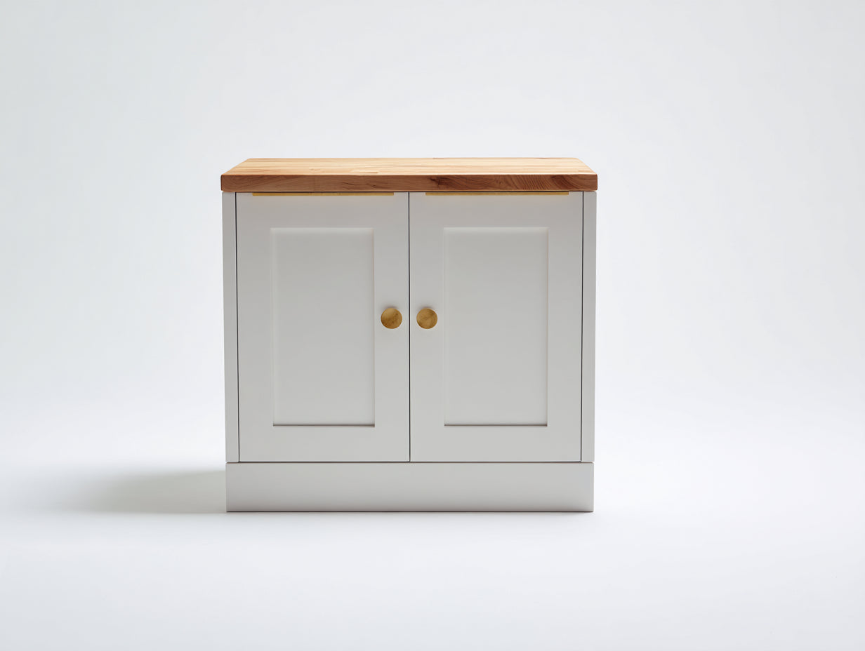 Credenza - legno-MDF-metallo - 88x38x76 cm - grigio chiaro-rovere naturale-oro - nordico